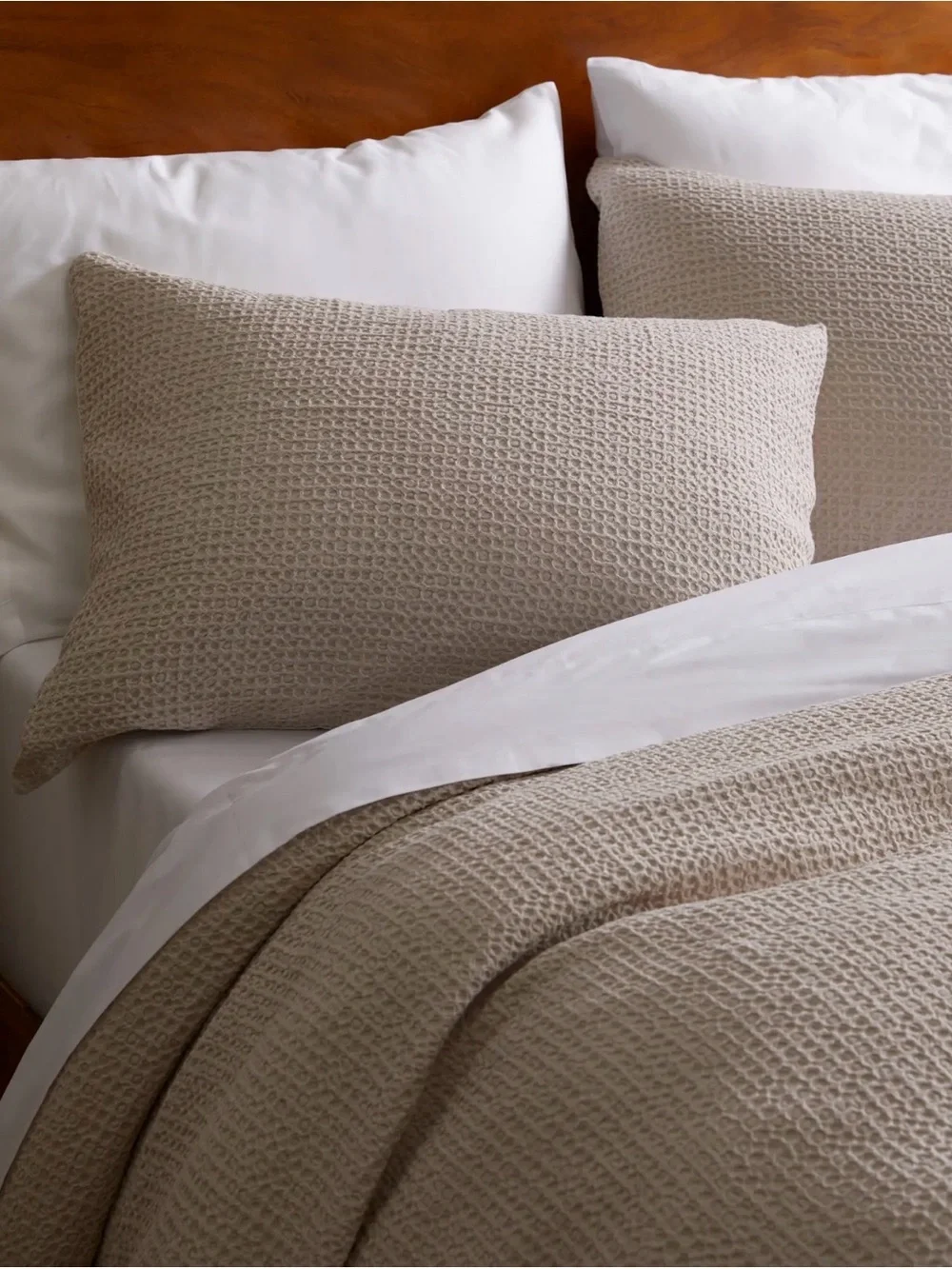 Quince Organic Luxe Honeycomb Duvet Cover Set Full/Queen | Sand | Cotton
